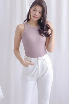 Aidan Ribbed Tank Top In Mauve