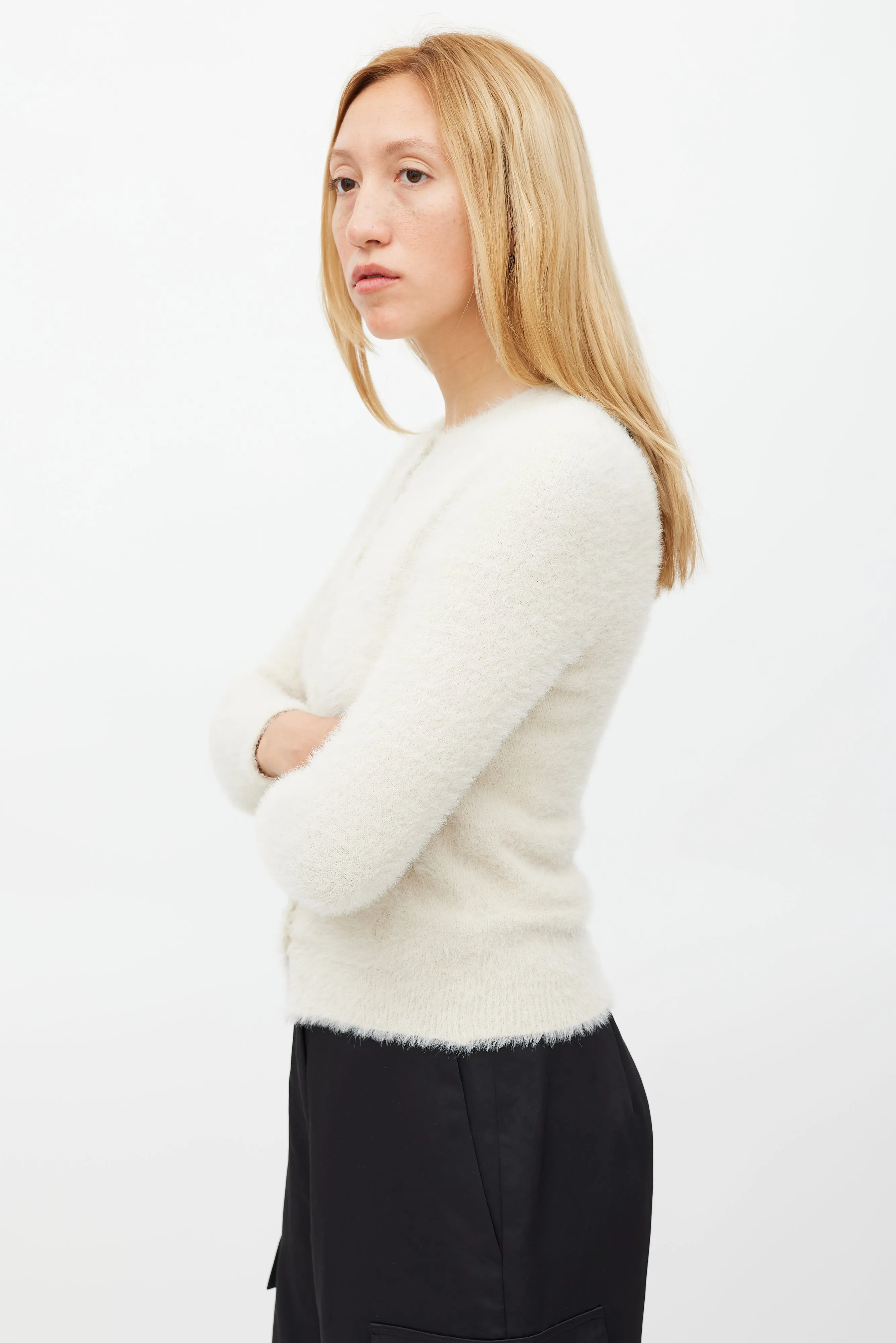 Beige Fuzzy Olena Cardigan