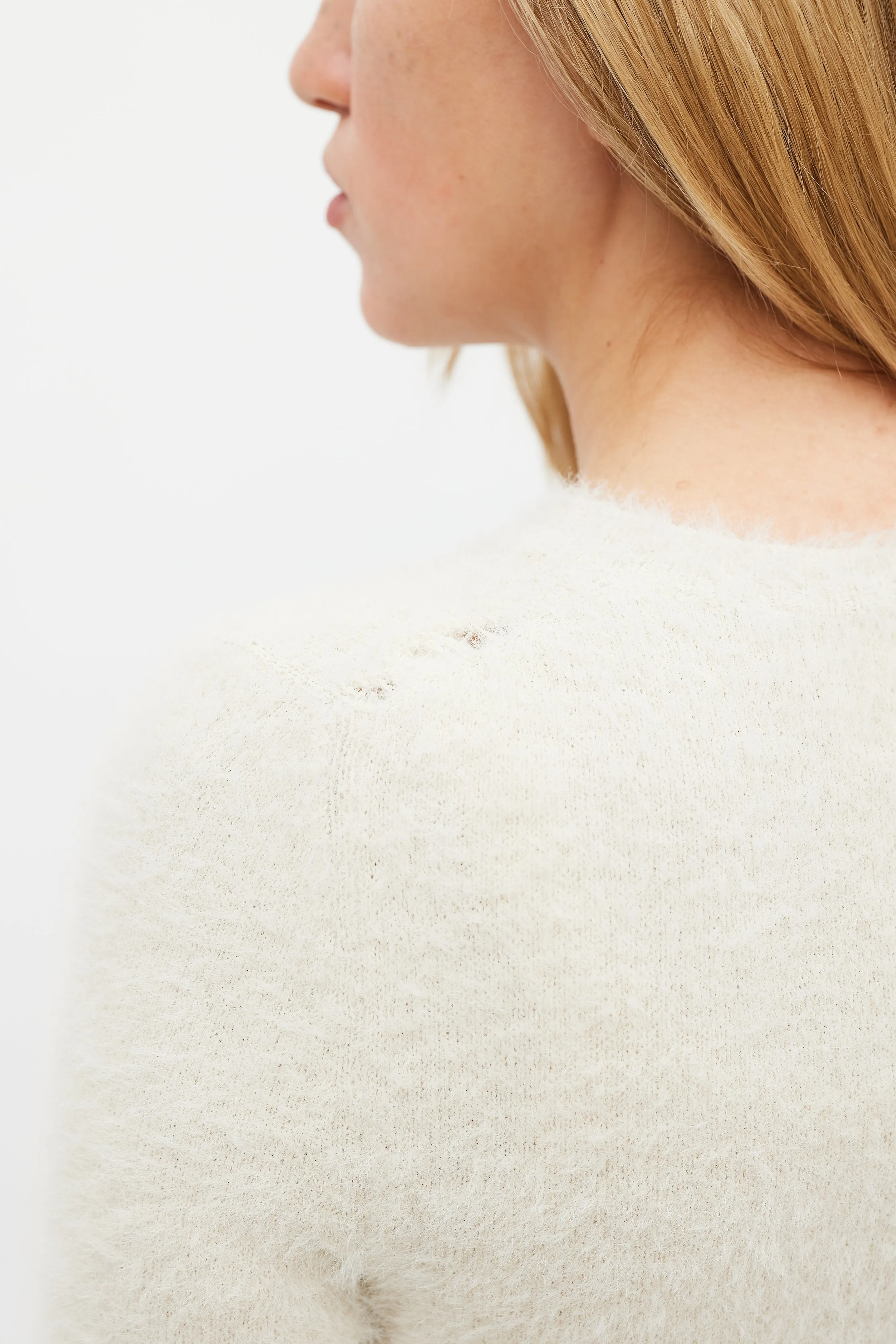 Beige Fuzzy Olena Cardigan