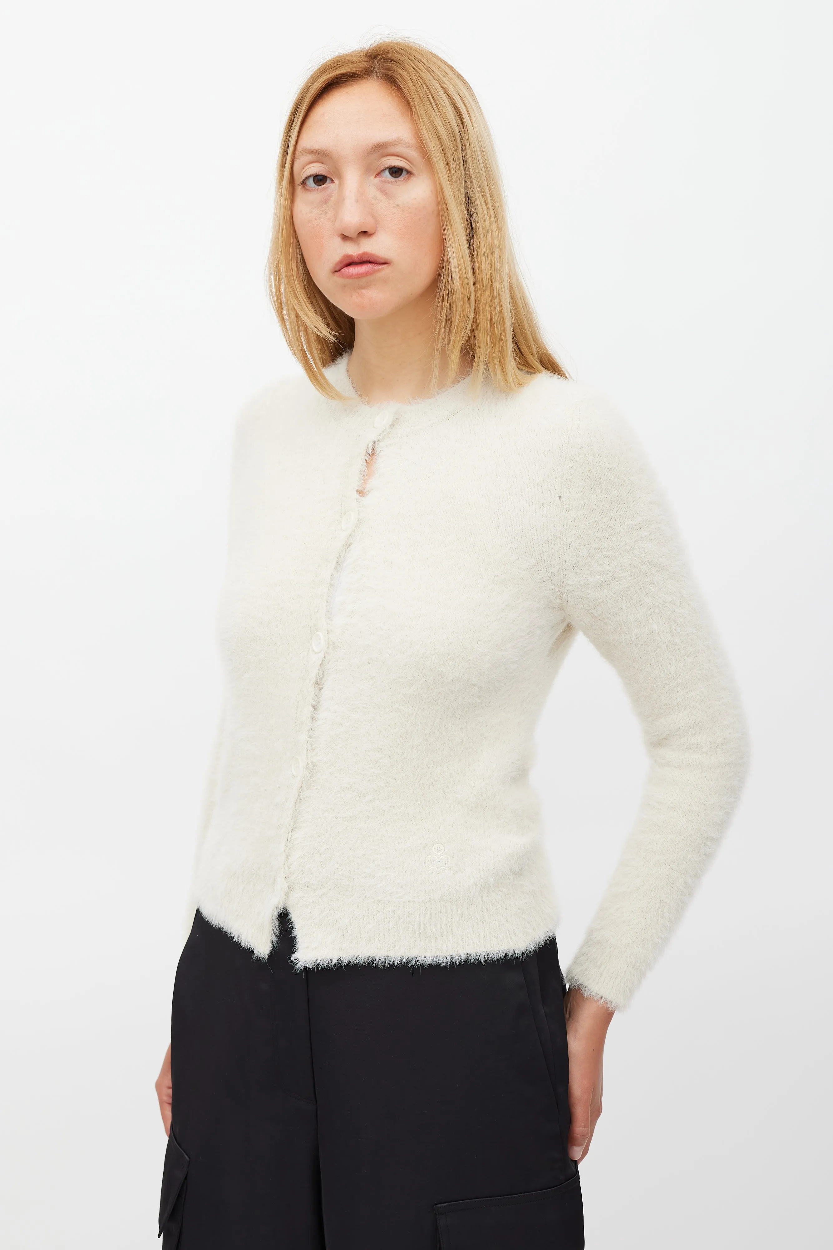 Beige Fuzzy Olena Cardigan