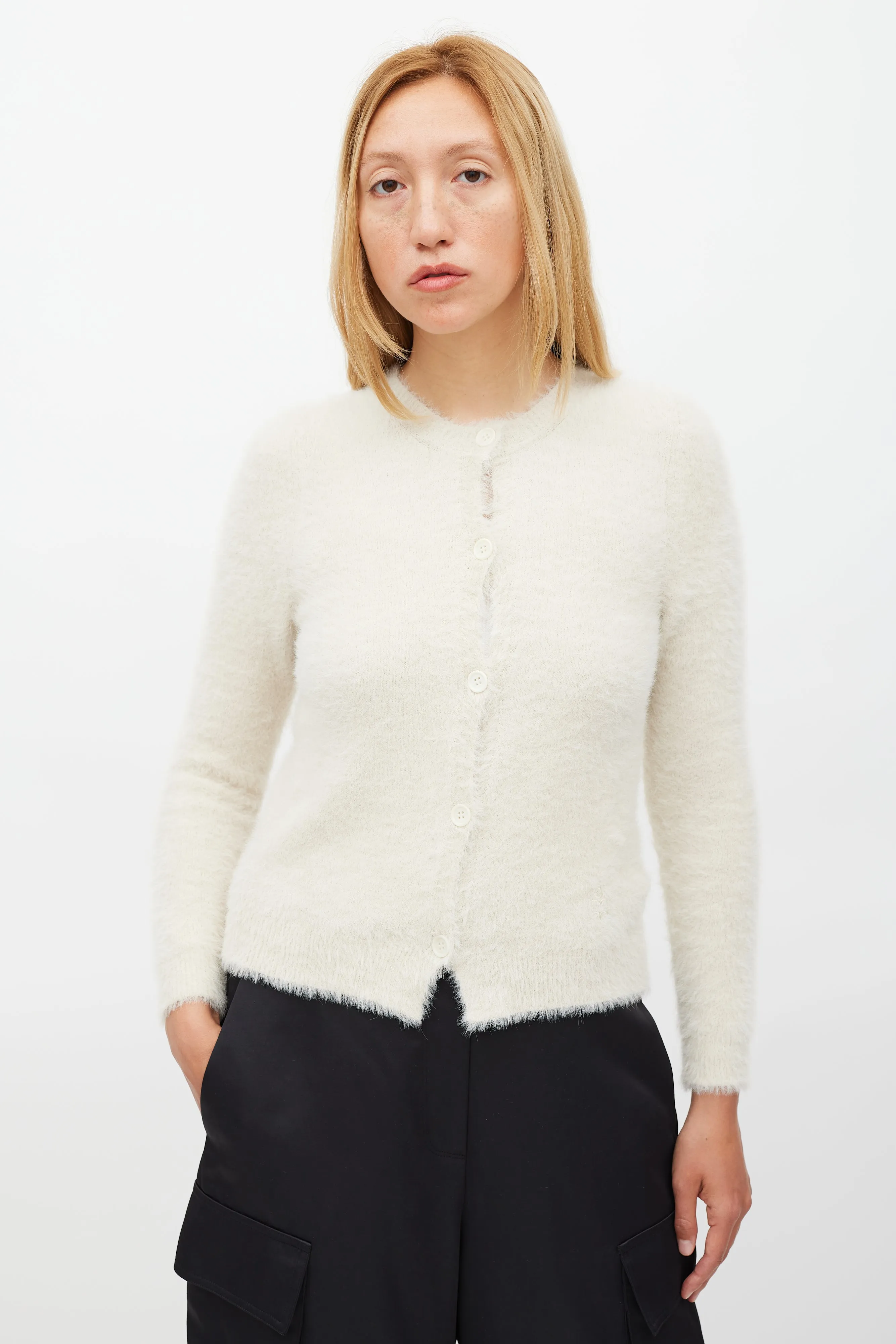 Beige Fuzzy Olena Cardigan