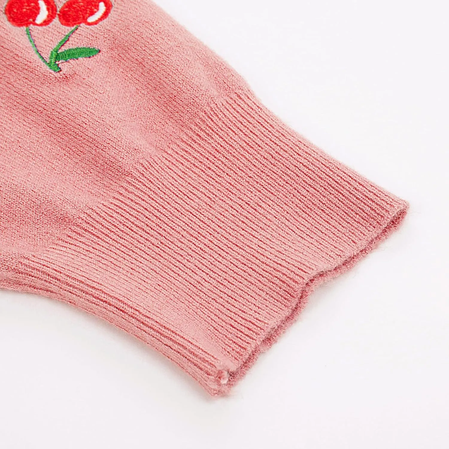Belle Poque Women's 3/4 Sleeve V-Neck Button Down Cherries Embroidery Cropped Cardigan Sweater Coat