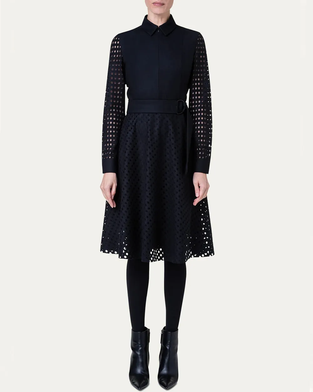 Black Velvet Dot Burn Out Dress