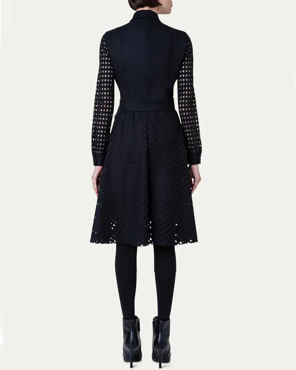 Black Velvet Dot Burn Out Dress