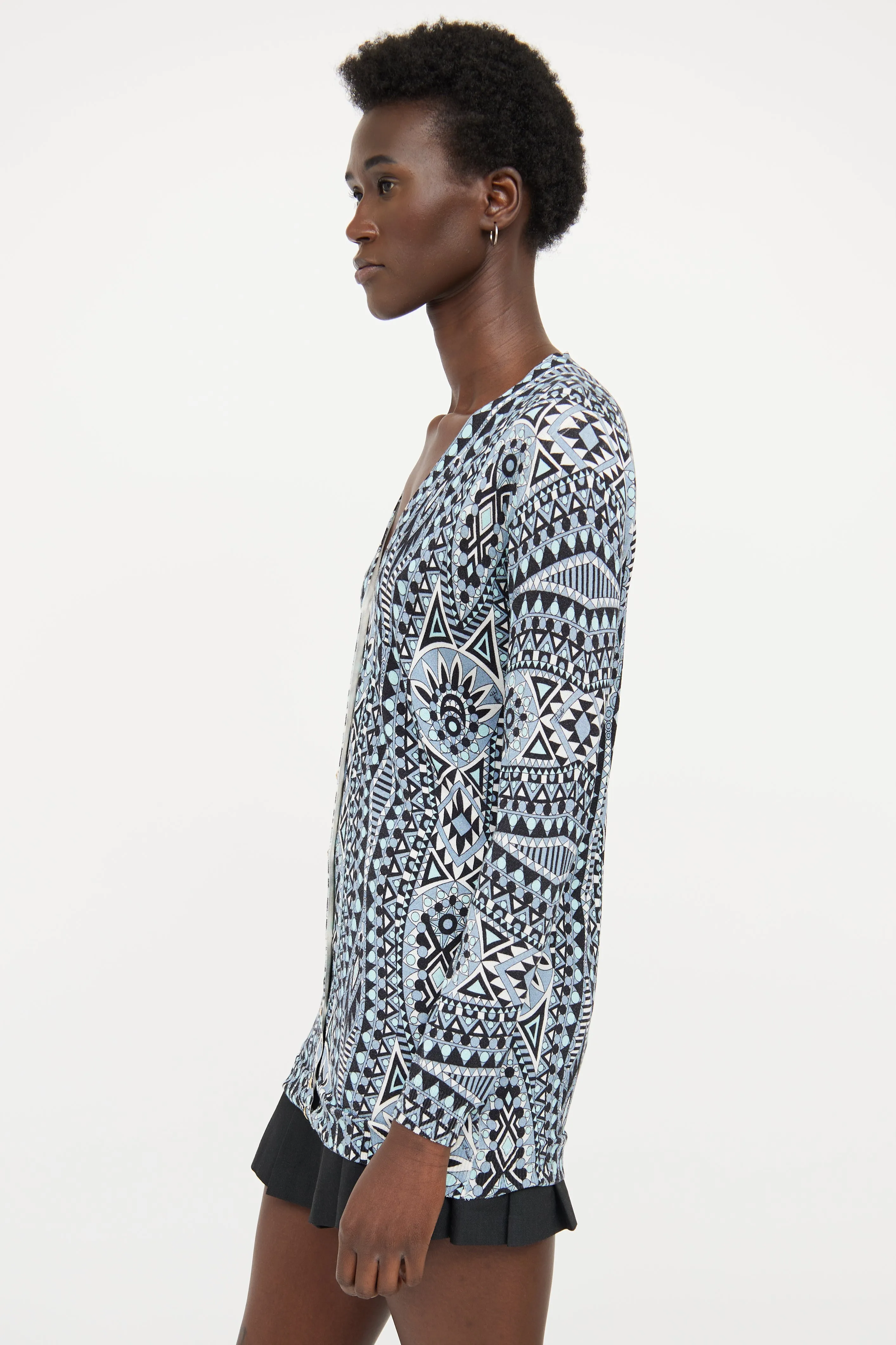 Blue & Black Pattern Cardigan