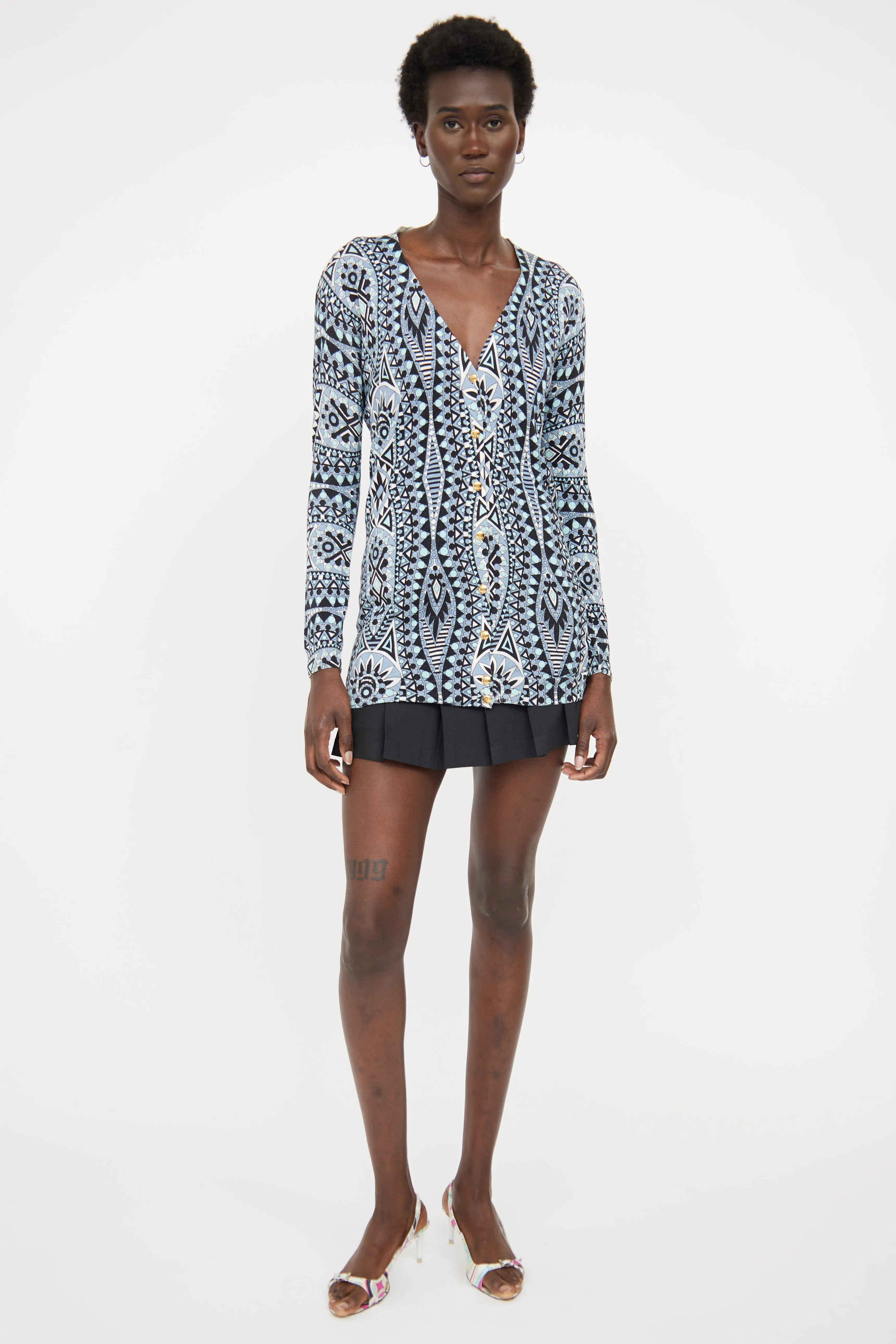 Blue & Black Pattern Cardigan