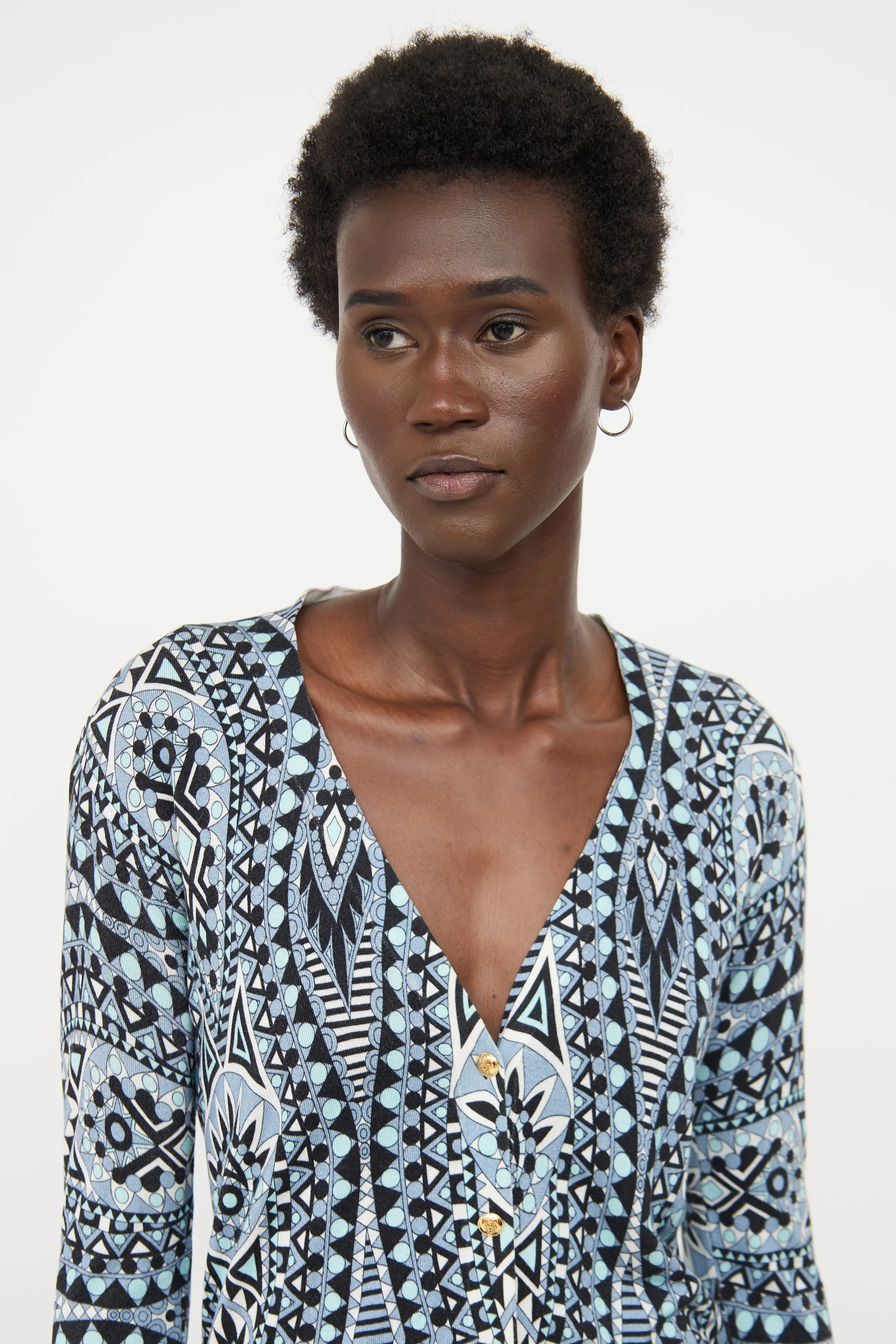 Blue & Black Pattern Cardigan
