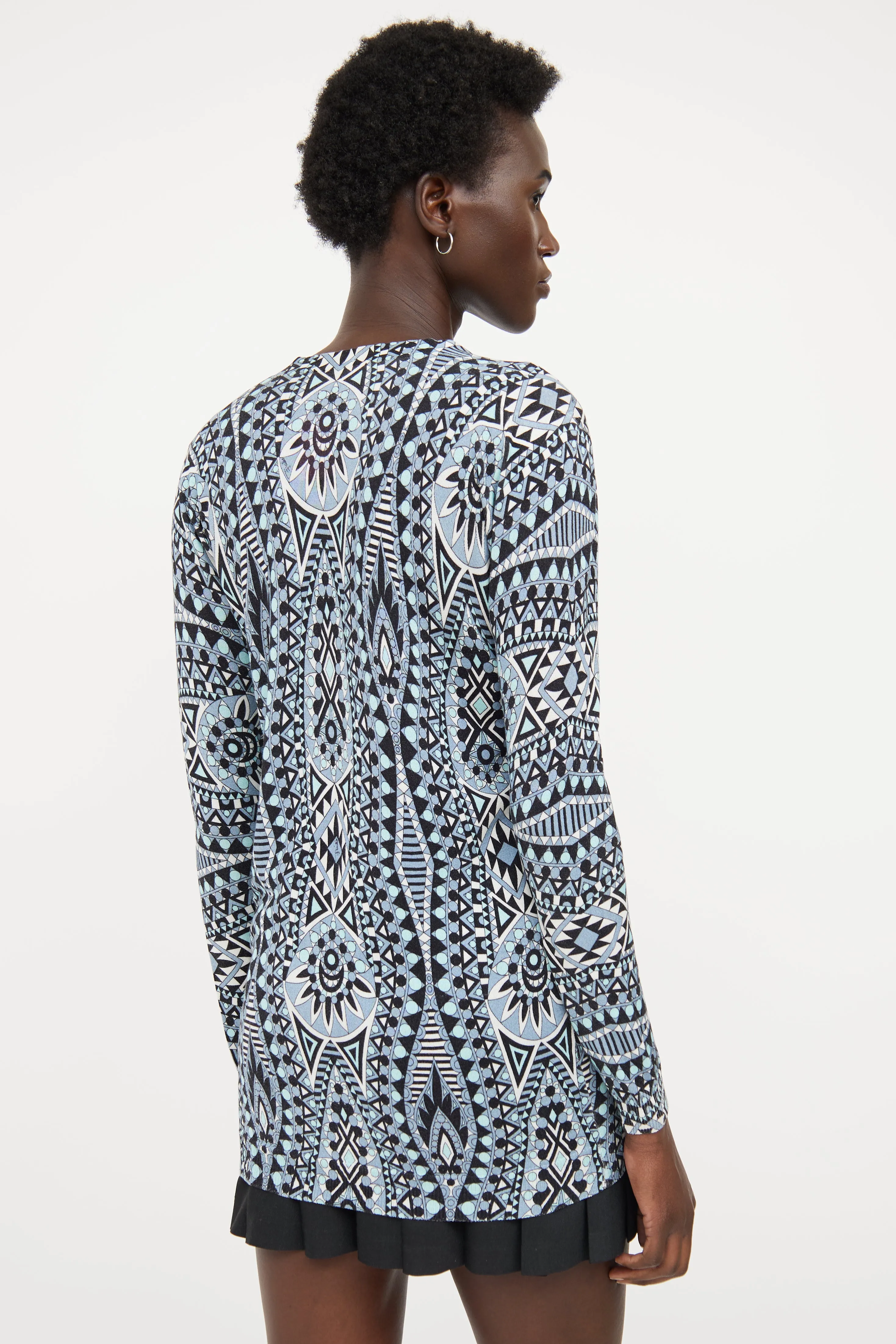 Blue & Black Pattern Cardigan
