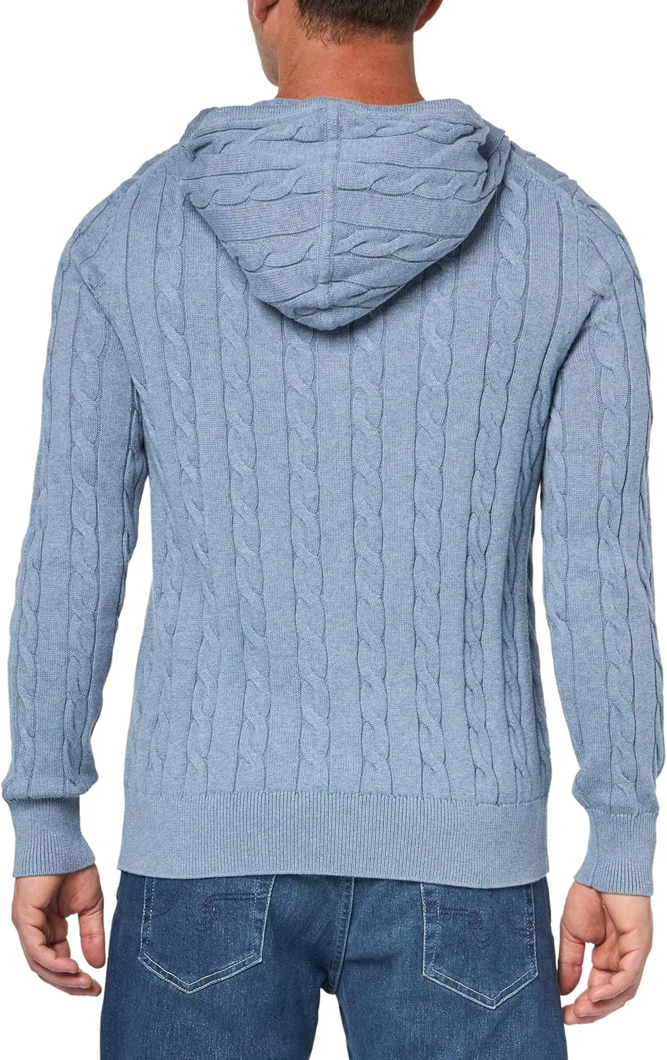 Brooks Brothers Men's Cotton Cable Knit Full Zip Hoodie Sweater