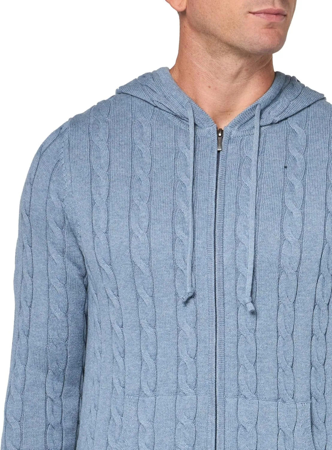 Brooks Brothers Men's Cotton Cable Knit Full Zip Hoodie Sweater