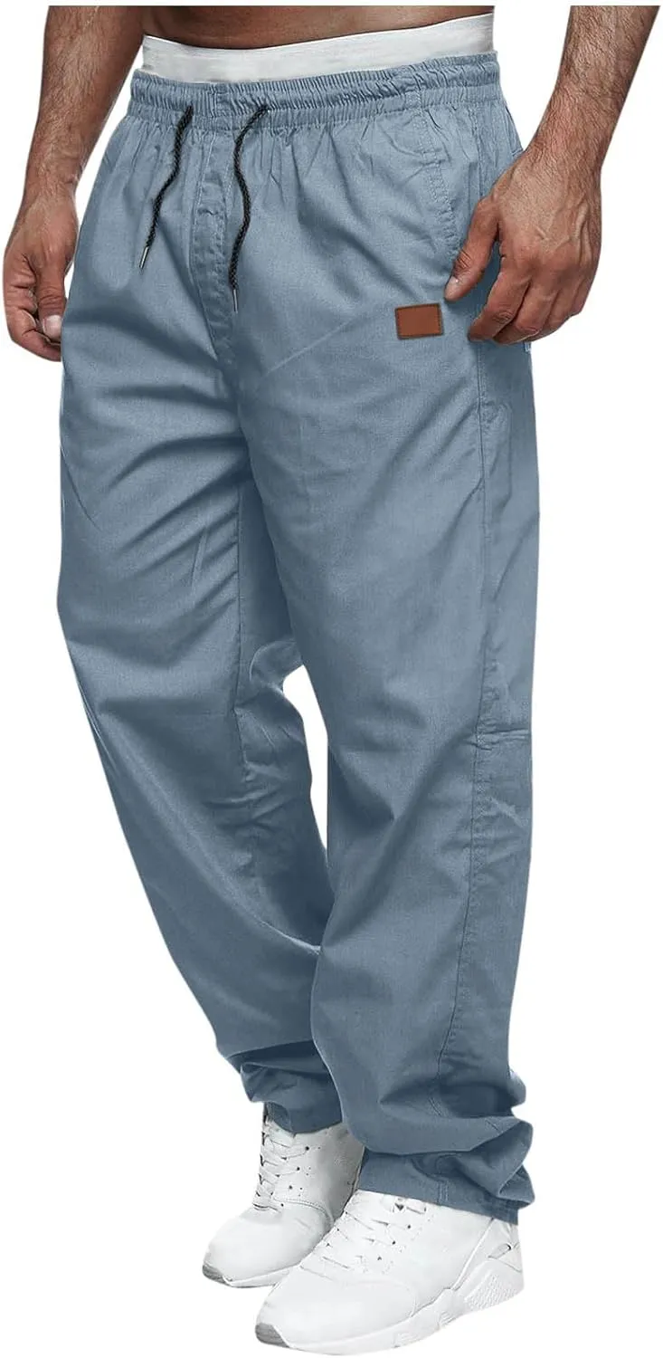 Cargo Pants for Men Lightweight Stretch Work Hiking Pants Elastic Waist Baggy Outdoor Workout Athletic Jogger Pants