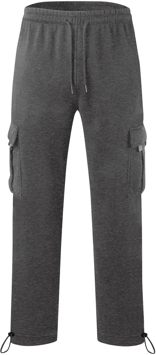 Cargo Pants Men Workout Baggy Straight Drawstring Camping Fishing Trousers Outdoor Tactical Cargo Pants with Multi-Pockets