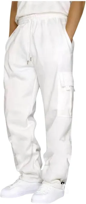 Cargo Pants Men Workout Baggy Straight Drawstring Camping Fishing Trousers Outdoor Tactical Cargo Pants with Multi-Pockets