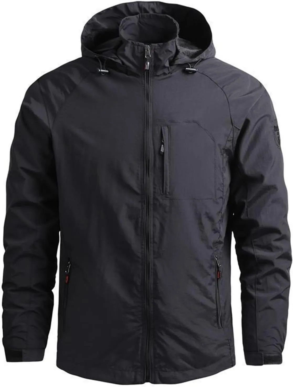 Casual Hoodies for Men Lightweight Softshell Military Jacket Windproof Water Resistant Raincoat Coat for Hiking Travel