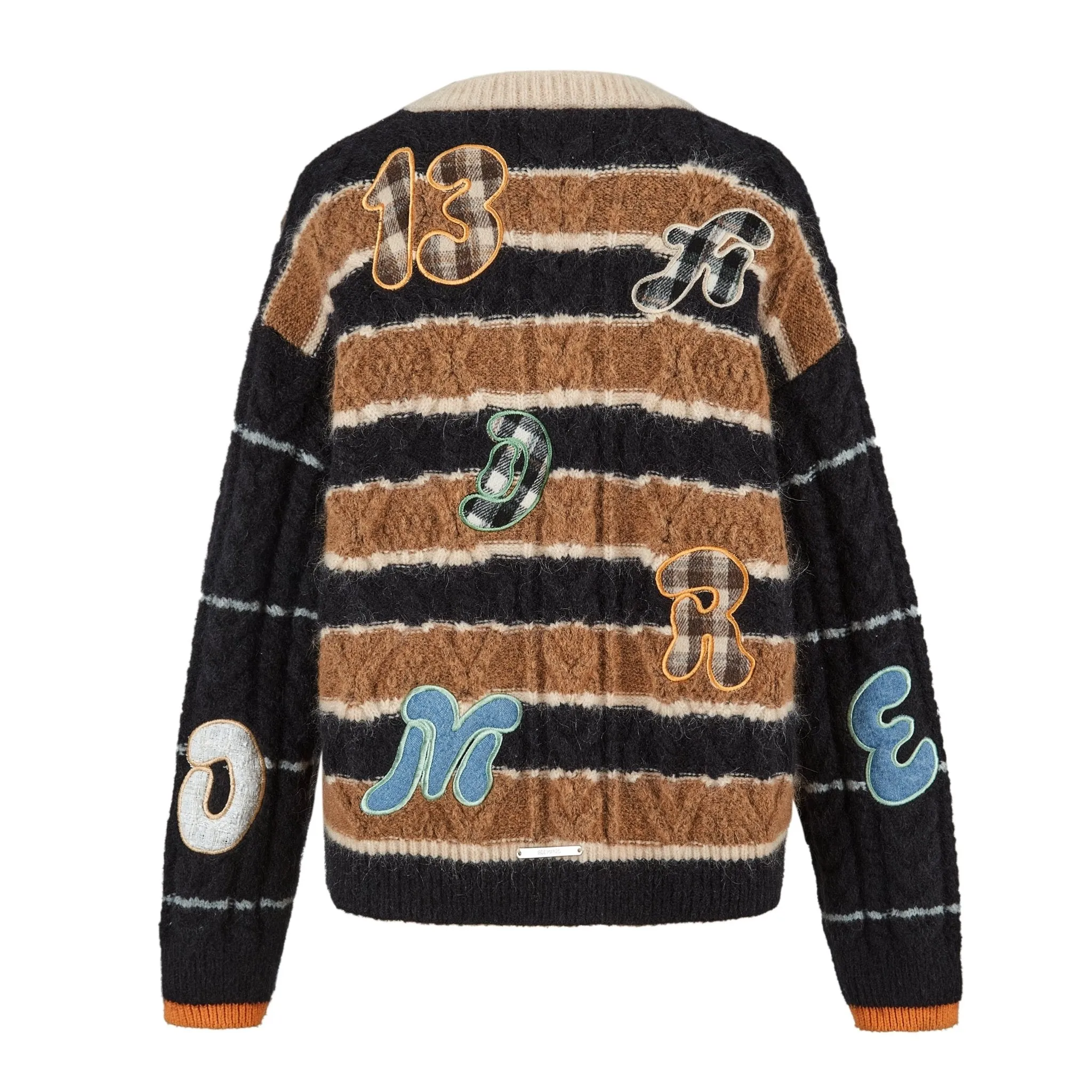 Embroidered Patches Cardigan in Black