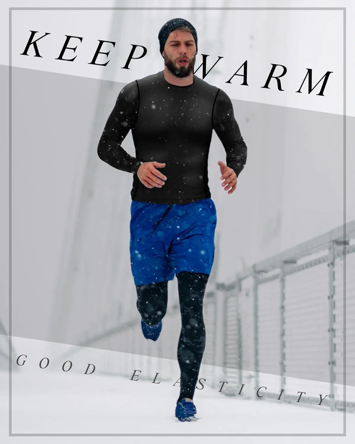 Hicarer 4 Pack Men's Thermal Compression Shirts Long Sleeve Fleece Lined Dry Fit Tops Athletic Base Layer for Winter Skiing