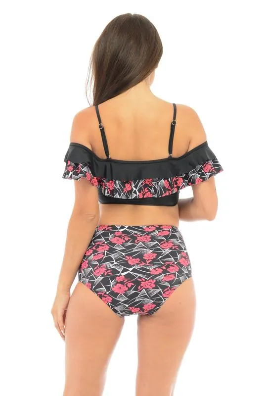 High-Waist Floral Bikini