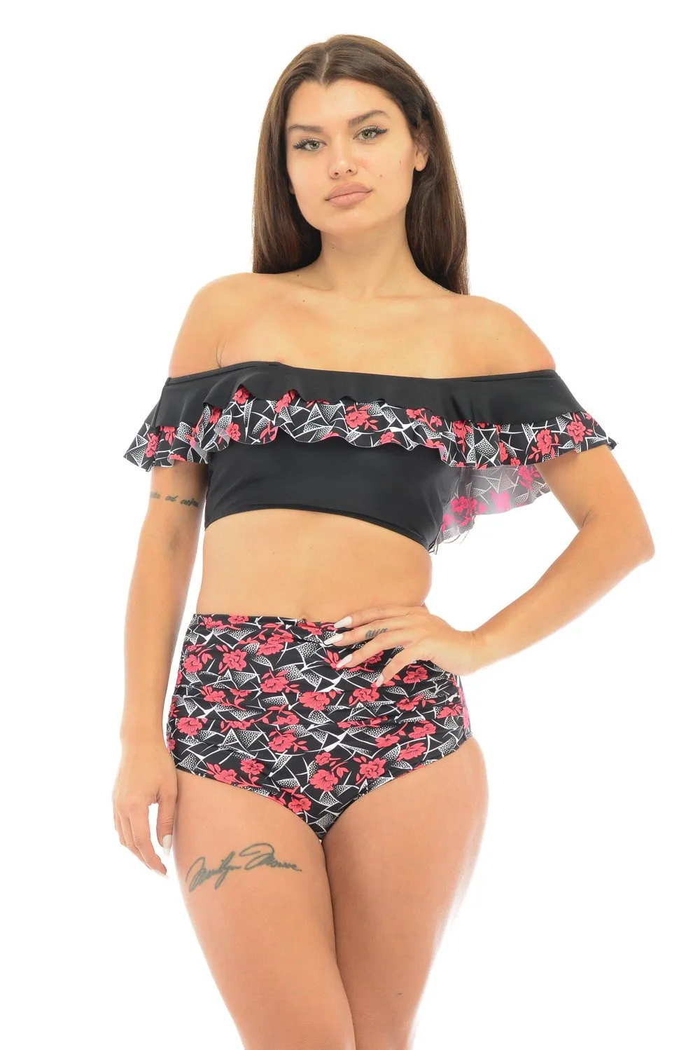 High-Waist Floral Bikini