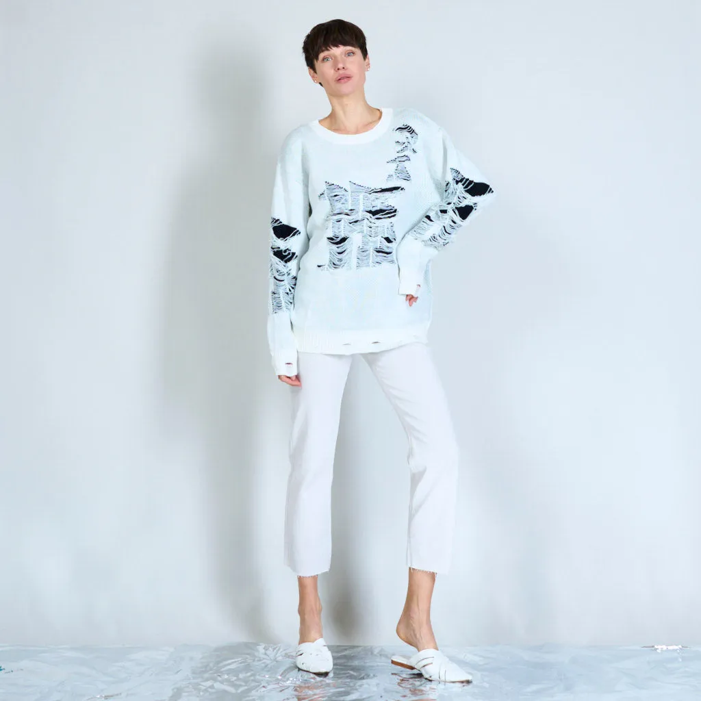 Knitted distressed sweater wholesale