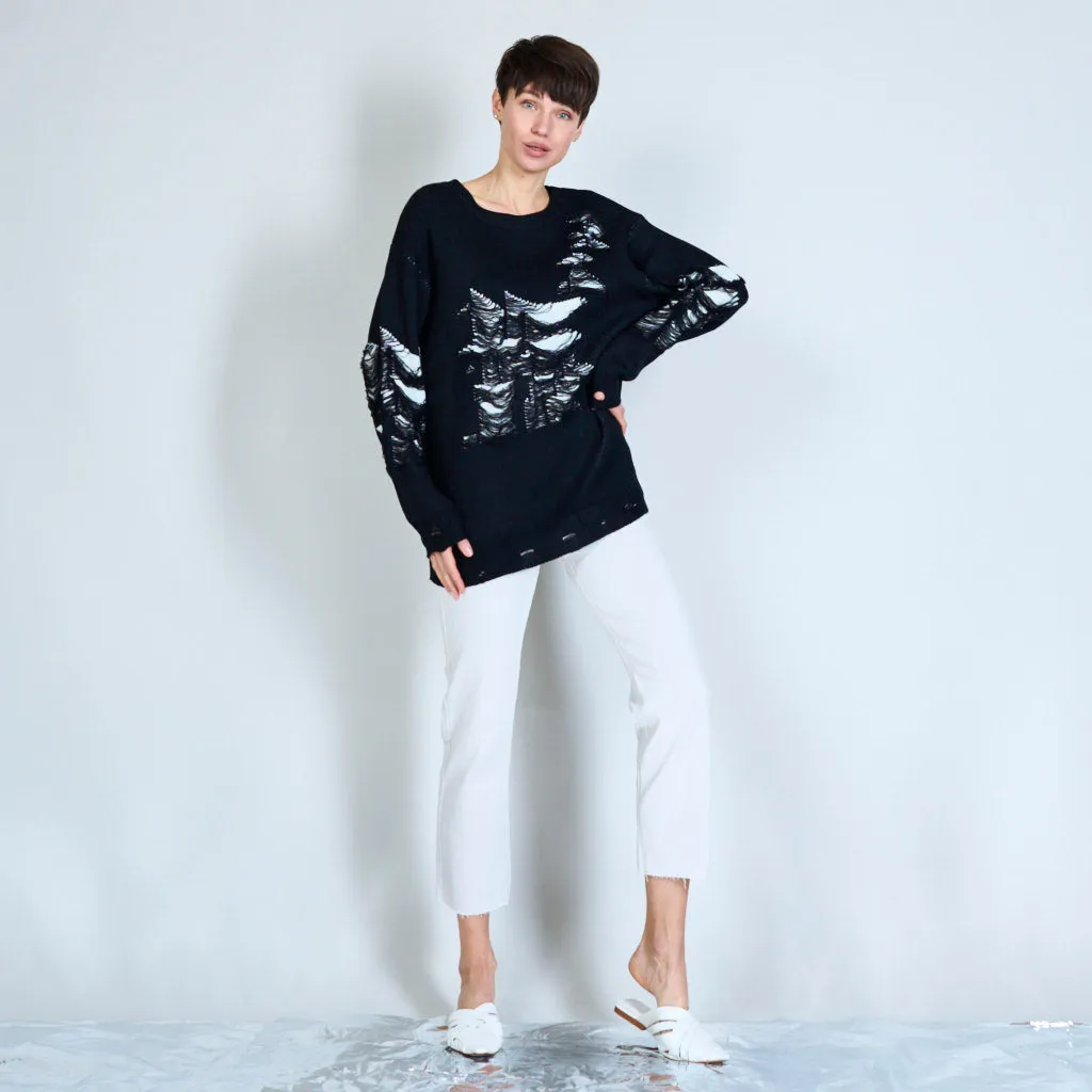 Knitted distressed sweater wholesale