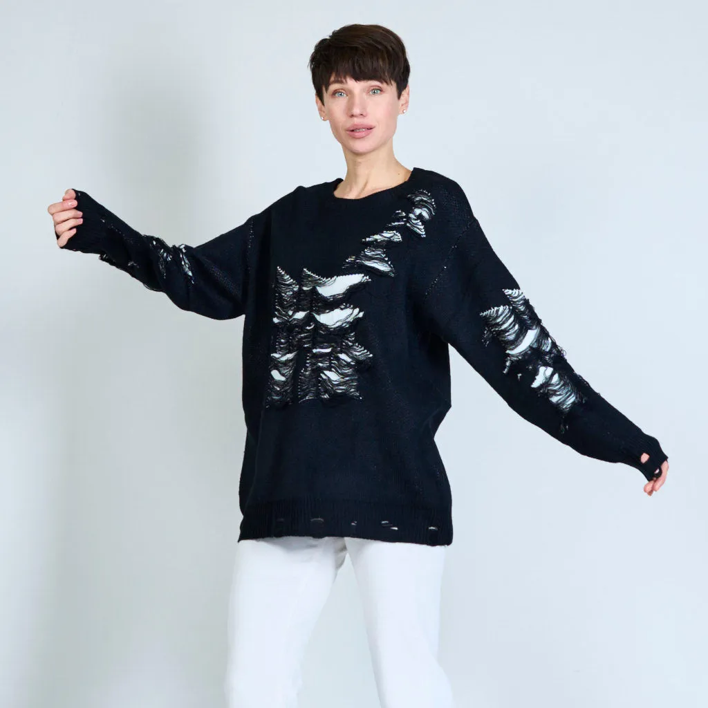Knitted distressed sweater wholesale