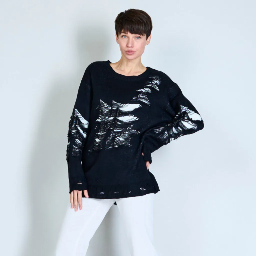 Knitted distressed sweater wholesale