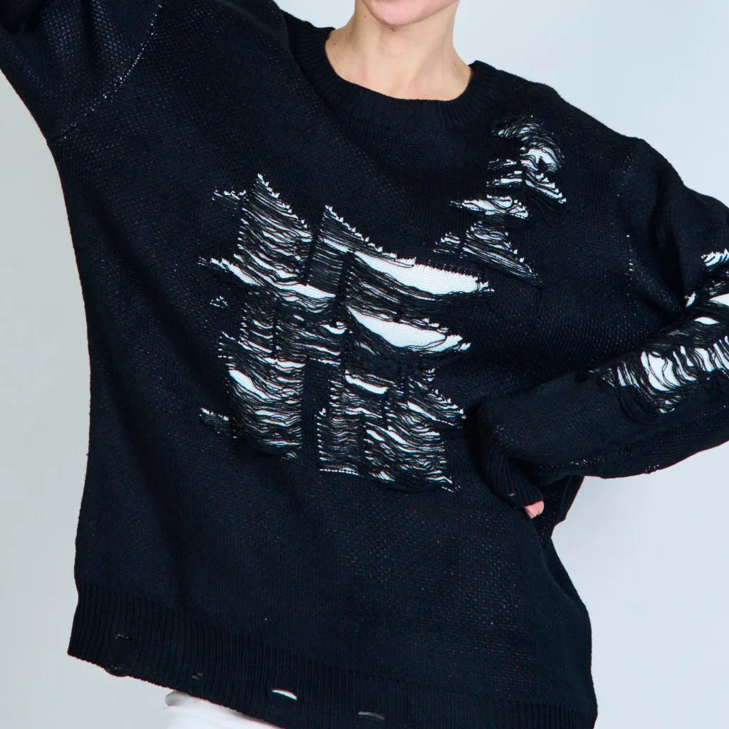 Knitted distressed sweater wholesale