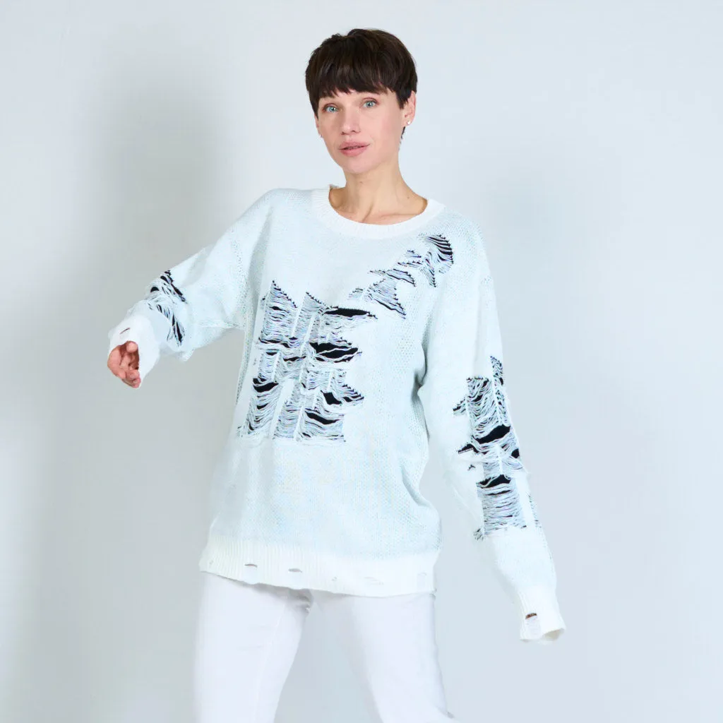 Knitted distressed sweater wholesale