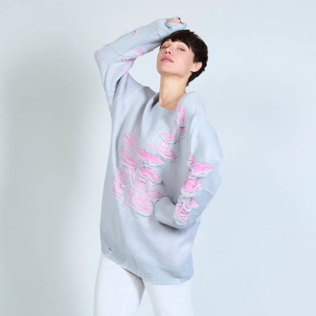 Knitted distressed sweater wholesale