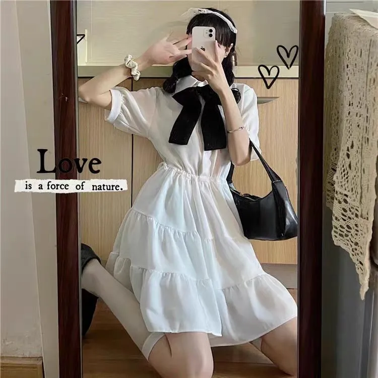Korean White Sweet One Piece Dress