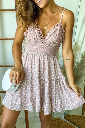 Mauve Polka Dot Short Dress