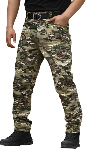 Men Cargo Pants Baggy Casual Work Pants Water Resistant Straight Trousers Hiking Multi Pockets Tactical Pants