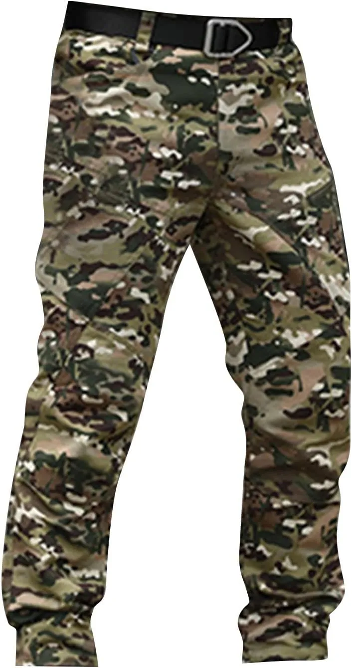 Men Cargo Pants Baggy Casual Work Pants Water Resistant Straight Trousers Hiking Multi Pockets Tactical Pants