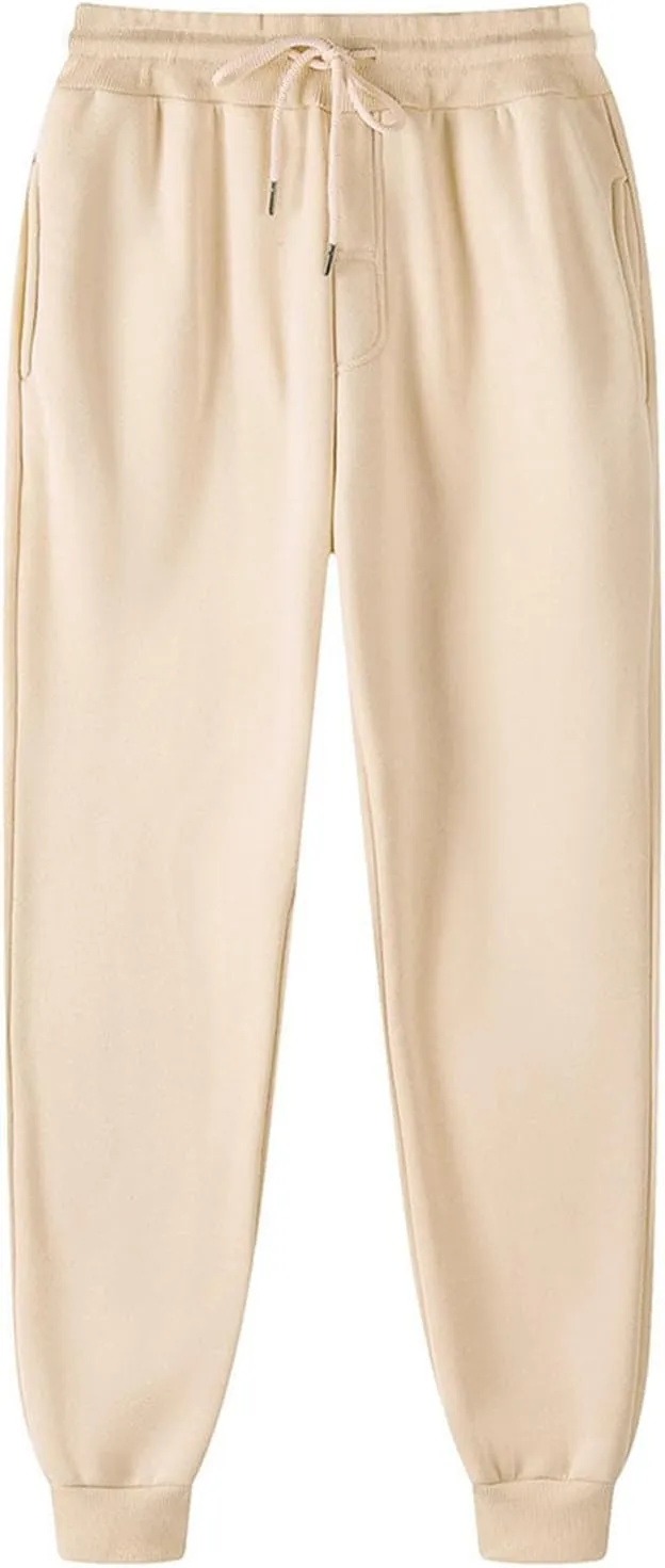 Mens Casual Joggers Pants Cotton Drawstring Cargo Pants Fashion Baggy Athletic Jogging Solid Sweatpants with Pocket