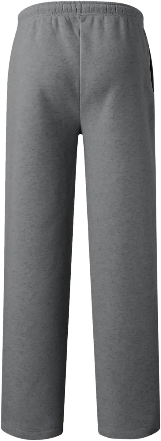 Mens Fleece Sweatpants Open Bottom Joggers Straight Leg Running Casual Loose Fit Athletic Pants with Pockets