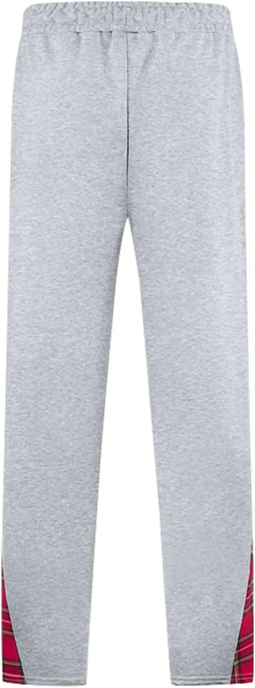 Mens Plaid Patchwork Pants Casual Drawstring Elastic Waist Trouser 2025 Fashion Loose Fit Athletic Pant with Pockets