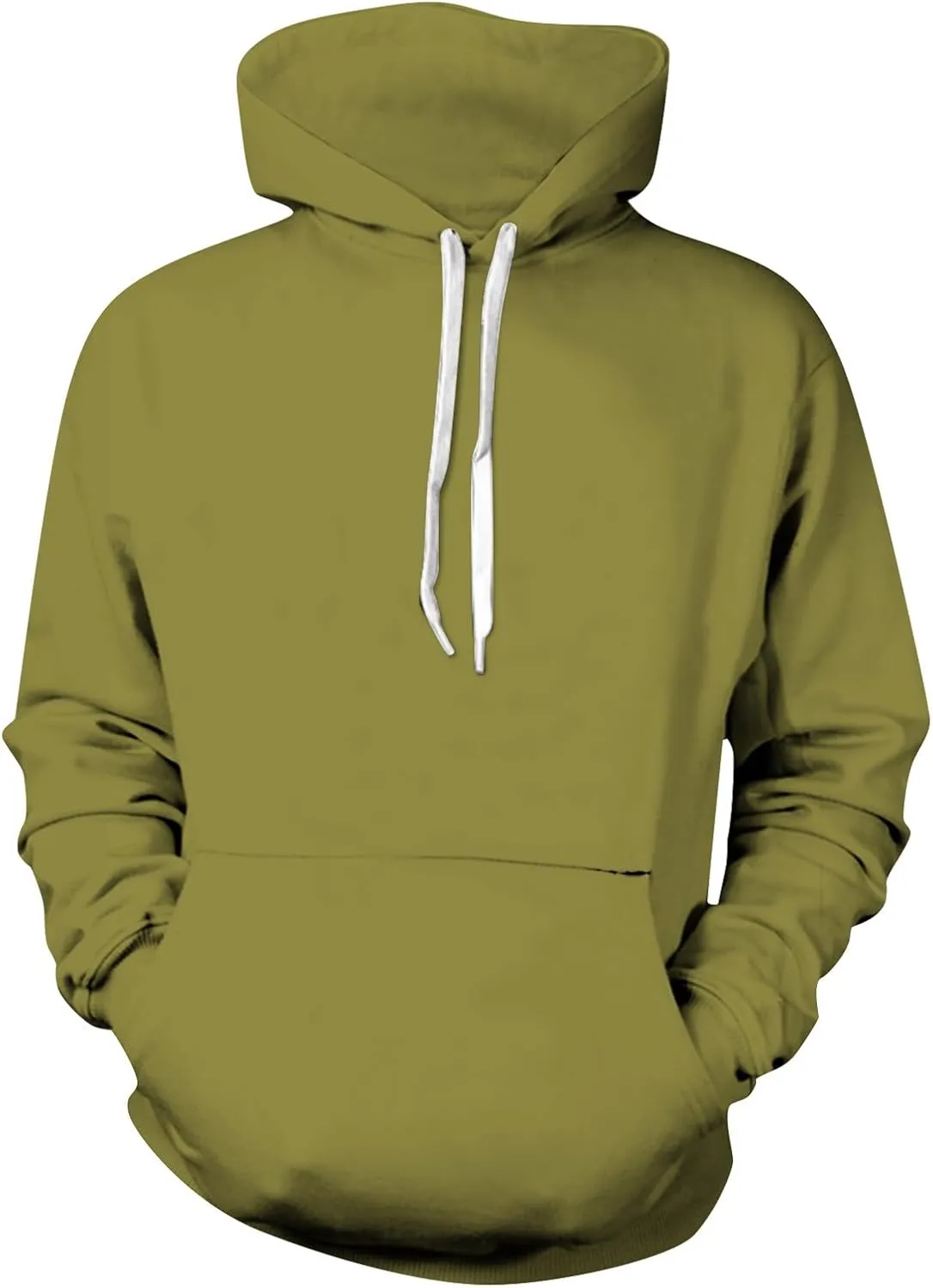 Men's Solid Color Plush Warm Hoodies Fleece Casual Pullover Pocket Autumn Winter Sweatshirt Coat