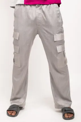 Multi Pockets Grey Cargo Pants