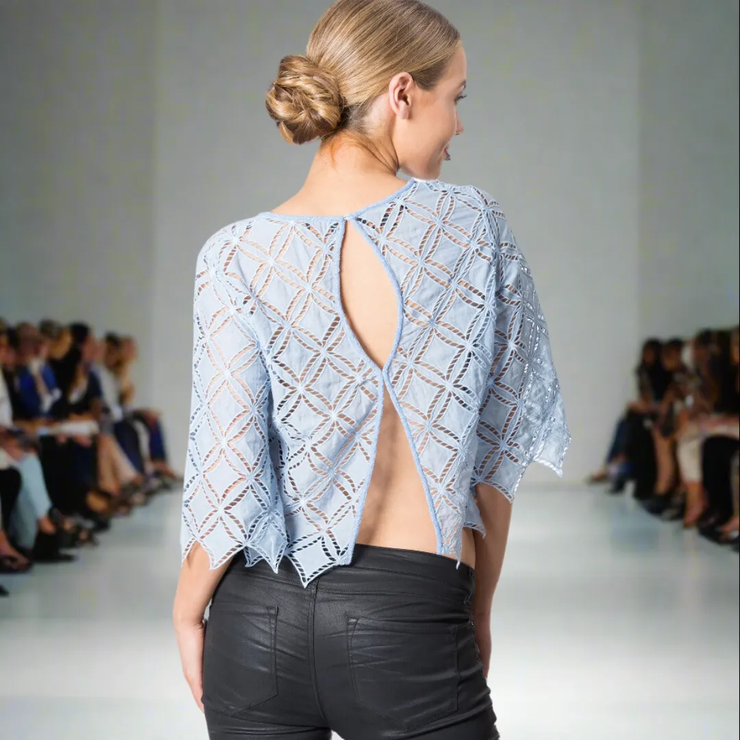 Neck Beaded Cotton Crop Top