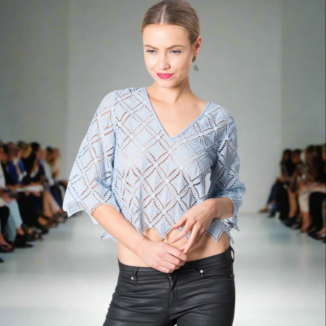 Neck Beaded Cotton Crop Top