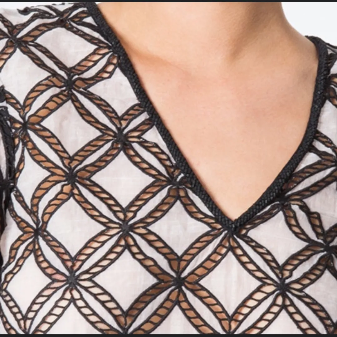 Neck Beaded Cotton Crop Top