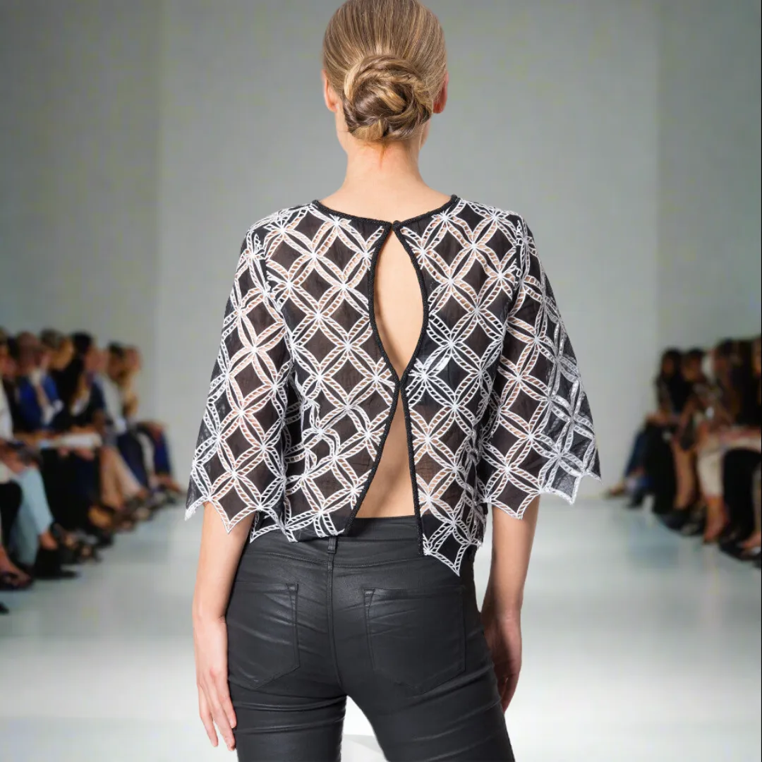 Neck Beaded Cotton Crop Top
