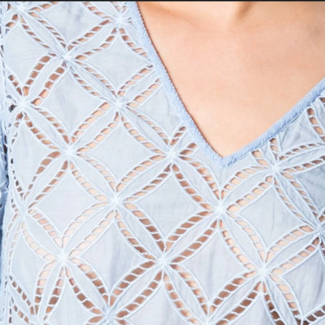 Neck Beaded Cotton Crop Top