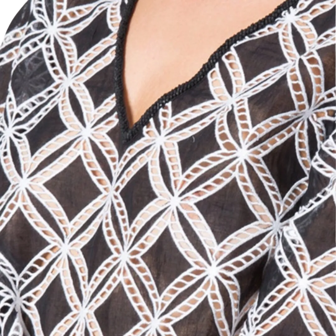 Neck Beaded Cotton Crop Top
