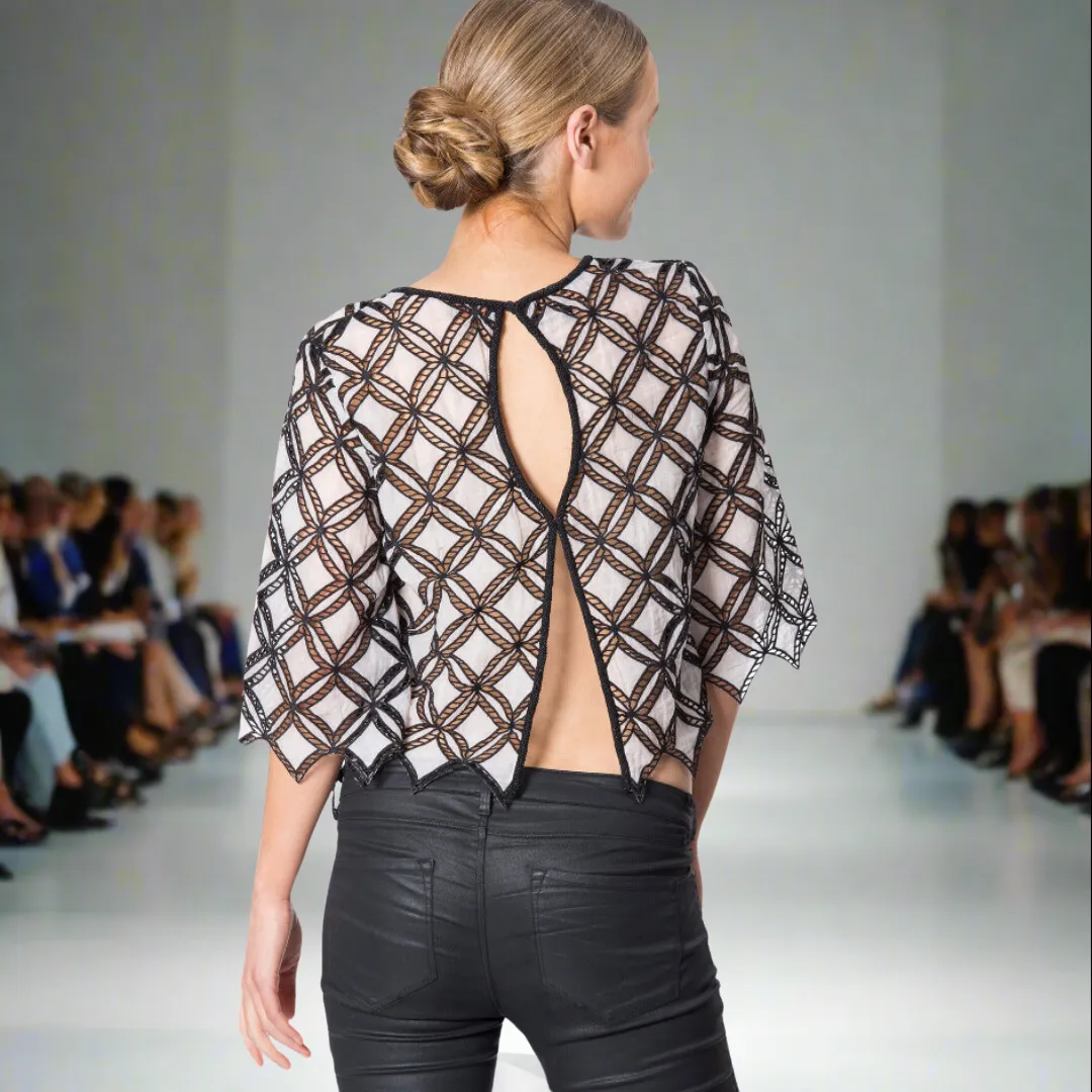 Neck Beaded Cotton Crop Top