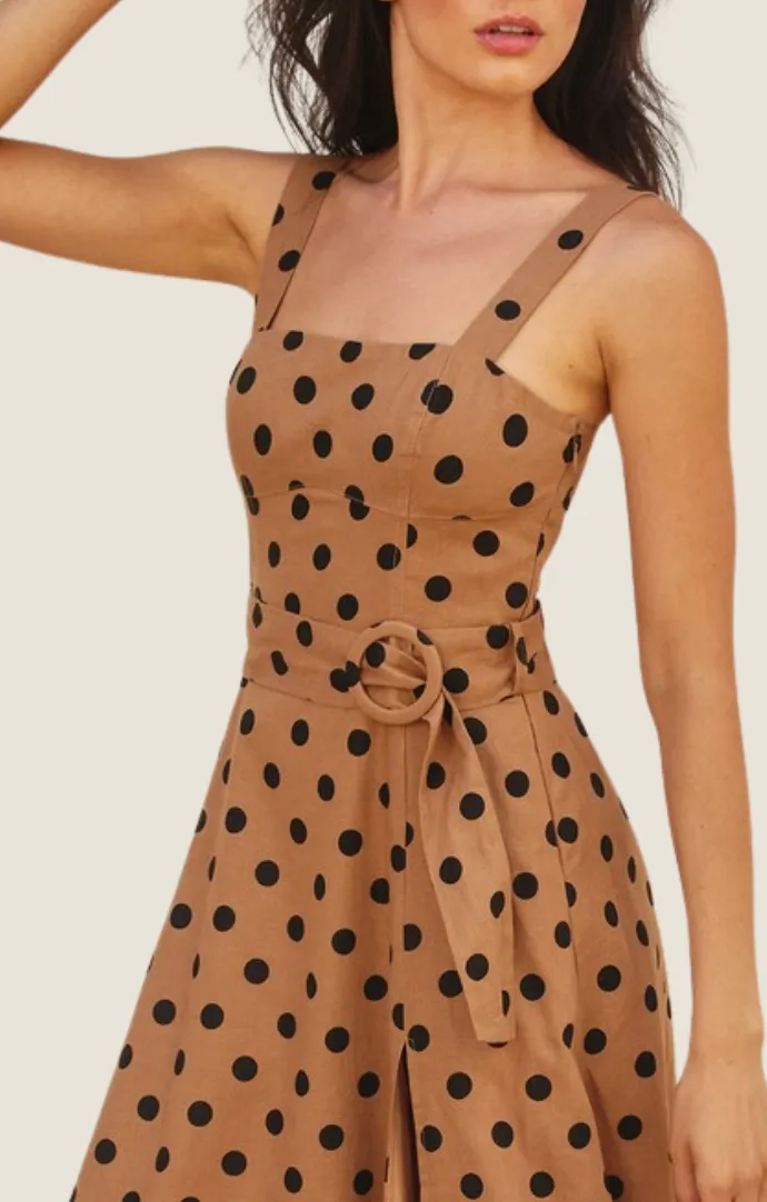 Piper Mocha Polka Dot Dress