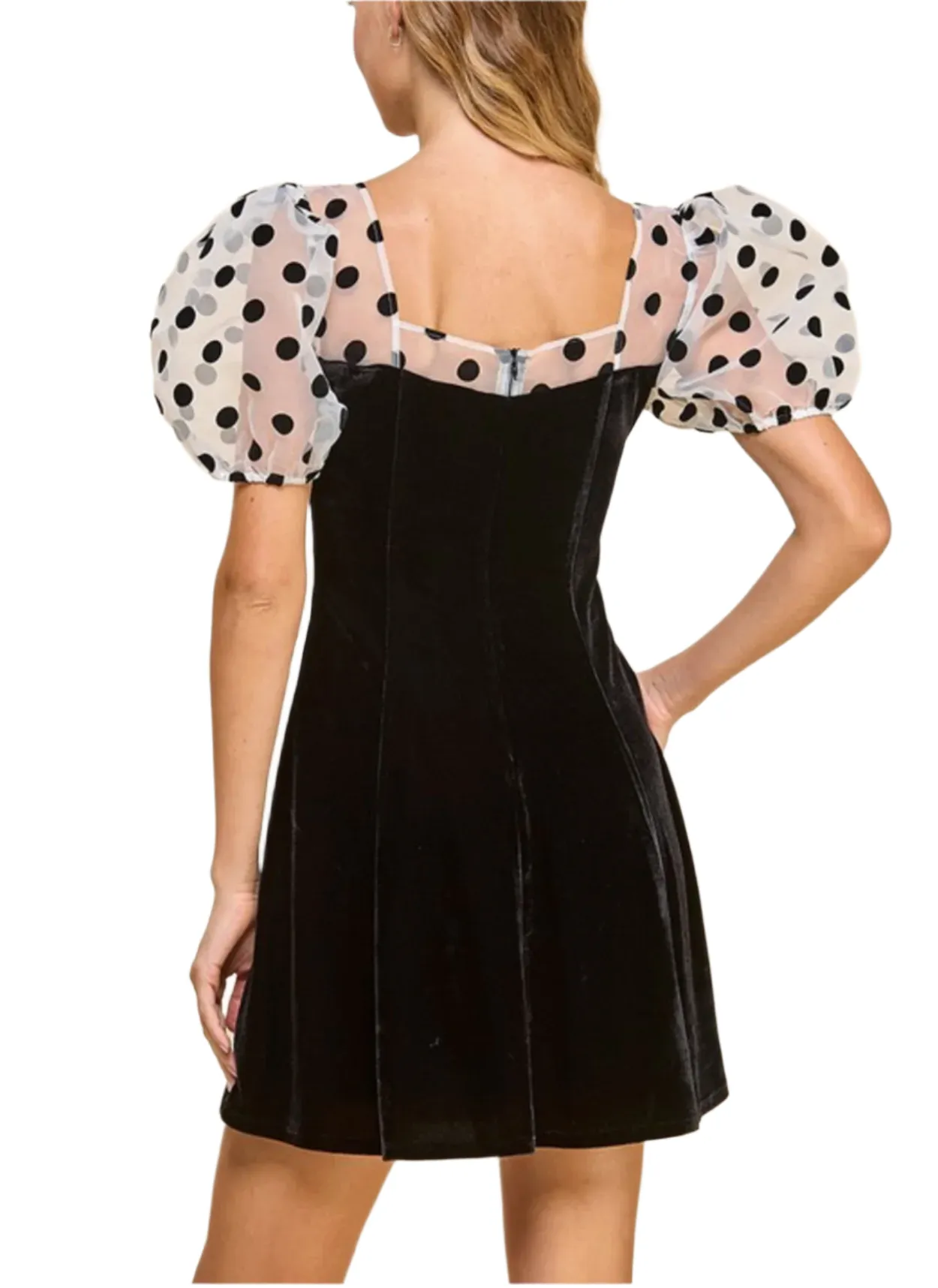 Polka Dot Velvet Mini Dress