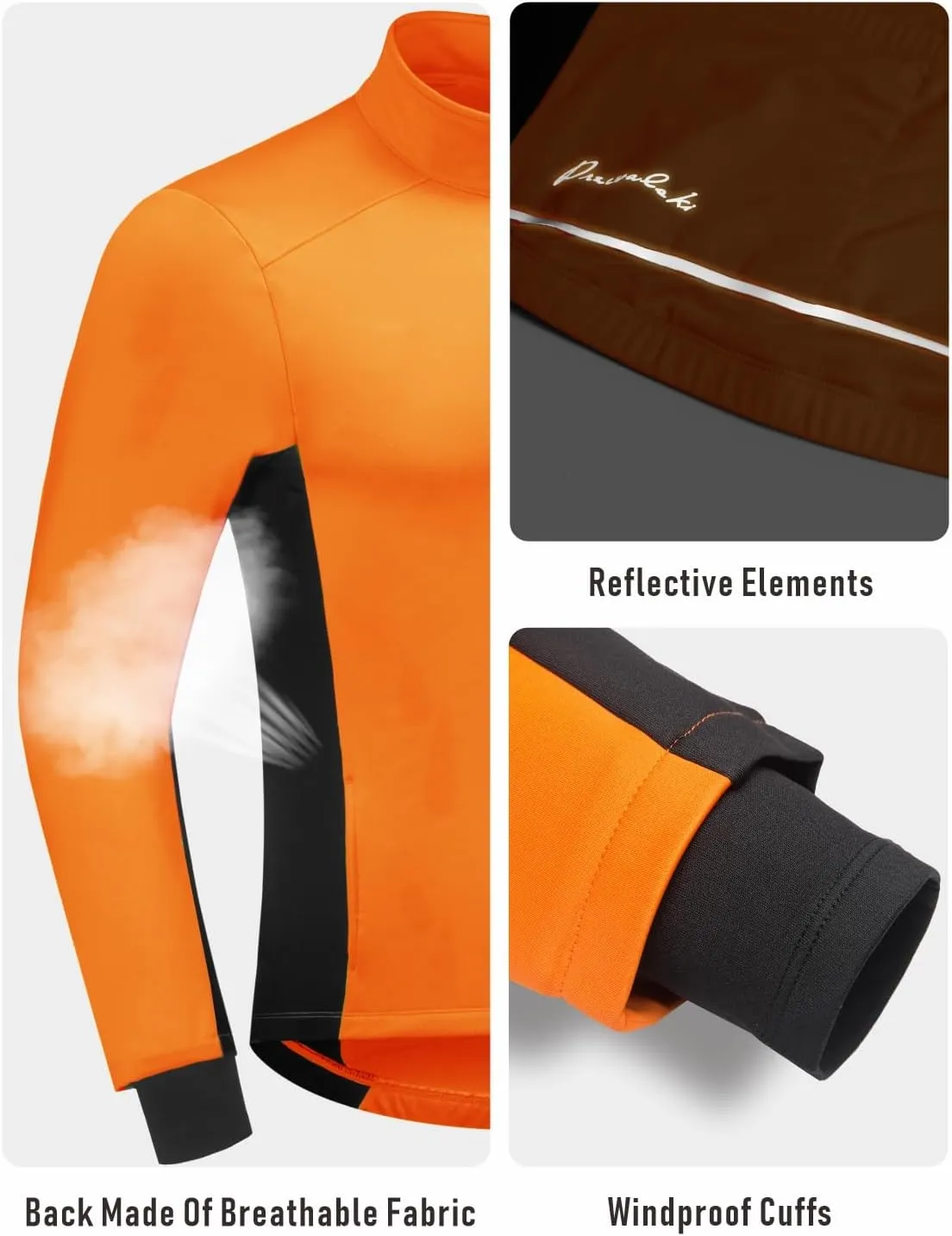 Przewalski Cycling Bike Jackets for Men Winter Thermal Running Jacket Windproof Breathable Reflective Softshell Windbreaker