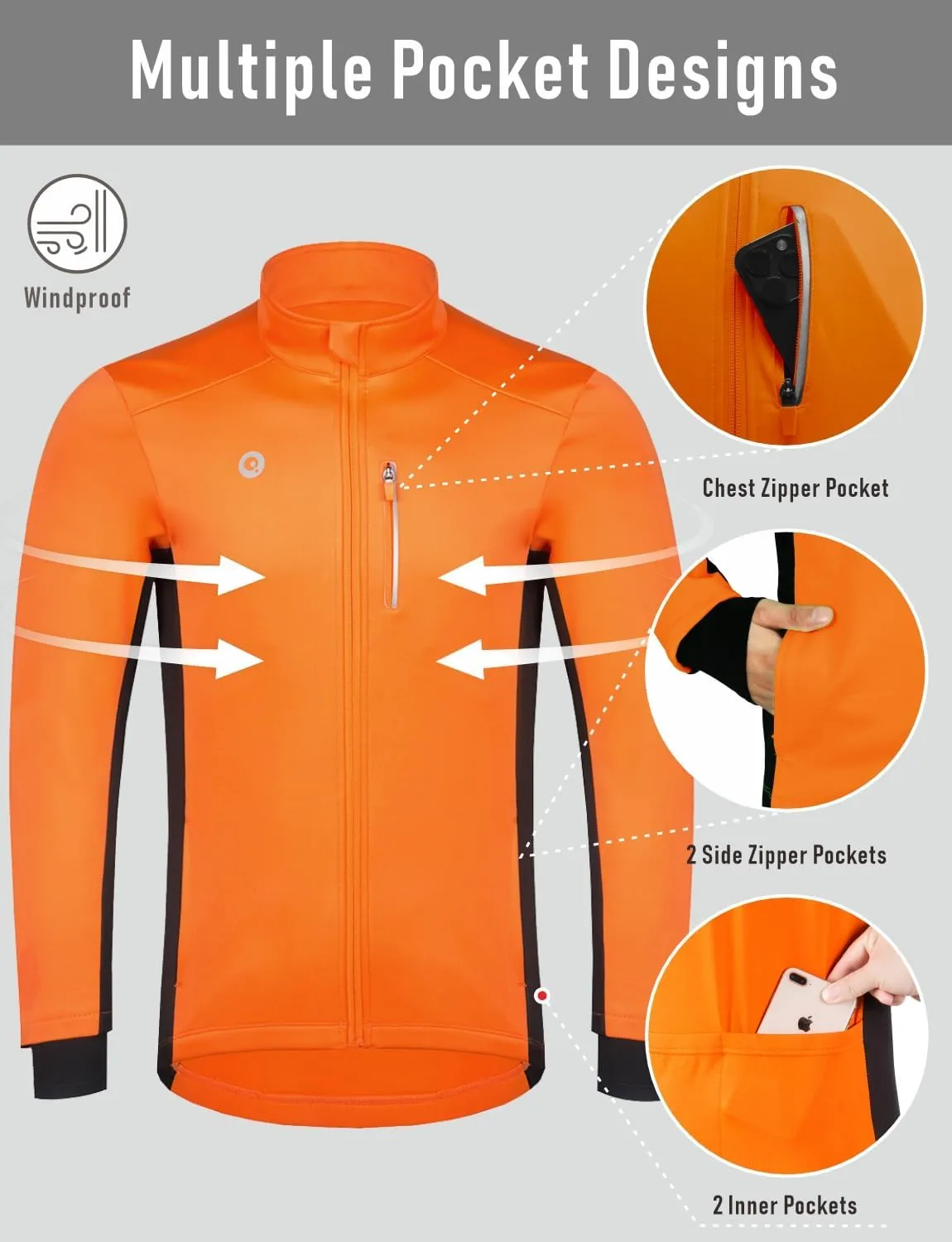 Przewalski Cycling Bike Jackets for Men Winter Thermal Running Jacket Windproof Breathable Reflective Softshell Windbreaker