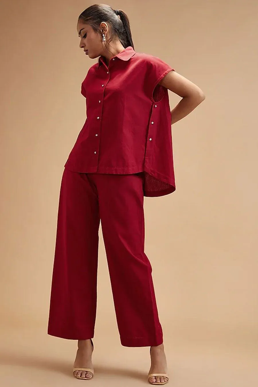 Scarlet Red Wide Leg Pants